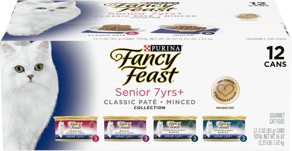 Fancy Feast Senior 7+ Chicken, Beef & Tuna Feasts Variety Pack Canned Cat Food, 3-oz can, case of 12 slide 1 of 11