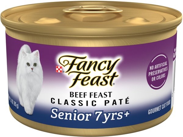 Fancy Feast Beef Feast Classic Pate Senior 7+ Canned Cat Food, 3-oz can, case of 24 slide 1 of 11