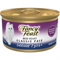 Fancy Feast Beef Feast Classic Pate Senior 7+ Canned Cat Food, 3-oz can, case of 24