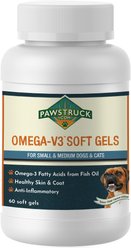 Pawstruck Omega-V3 Soft Gels Small & Medium Dog & Cat Supplement, 60 count