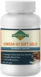 Pawstruck Omega-V3 Softgels Medium & Large Dog Supplement, 60 count