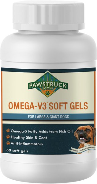 Pawstruck Omega V3 Softgels Large Giant Dog Supplement 60 count