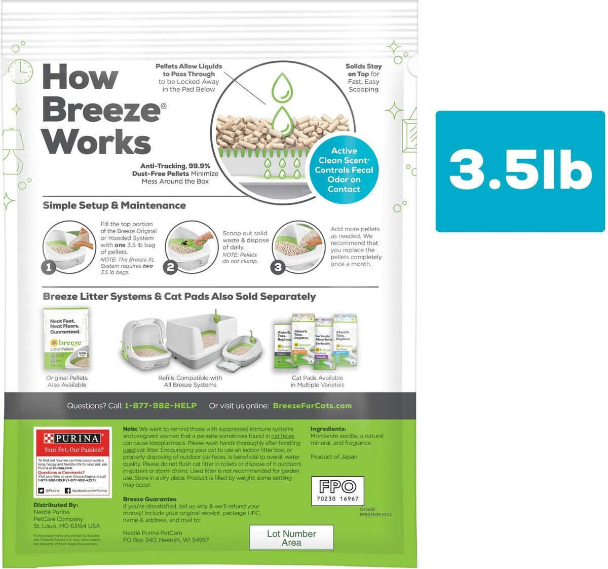 TIDY CATS Breeze Cat Litter Enhanced Pellets Refill, 3.5lb bag