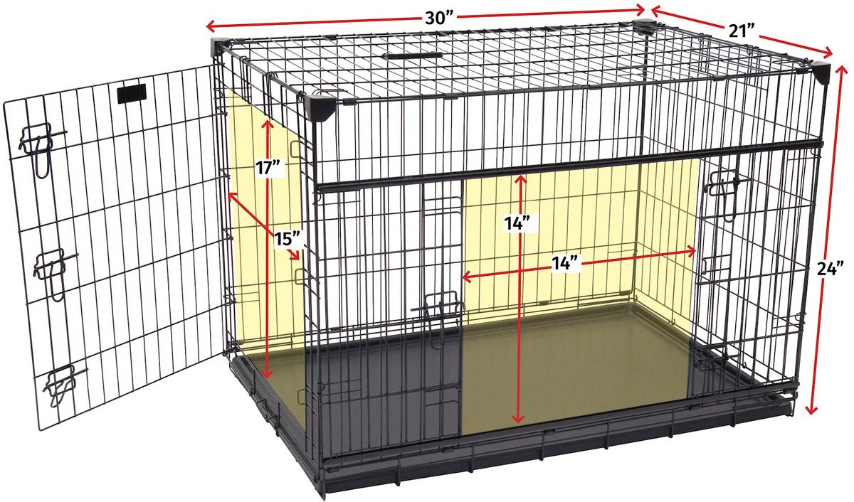 LUCKY DOG Sliding Double Door Wire Dog Crate, 30 inch