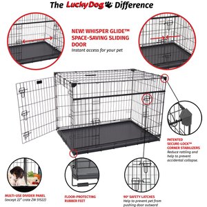 Lucky Dog Sliding Double Door Wire Dog Crate, 48 inch