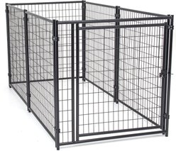 Lucky Dog Black Modular Welded Wire Dog Kennel, 4 x 4 x 8 ft
