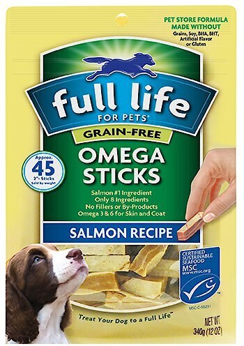 Full Life Omega Sticks Salmon Recipe Grain-Free Dog Treats, 12-oz bag slide 1 of 2