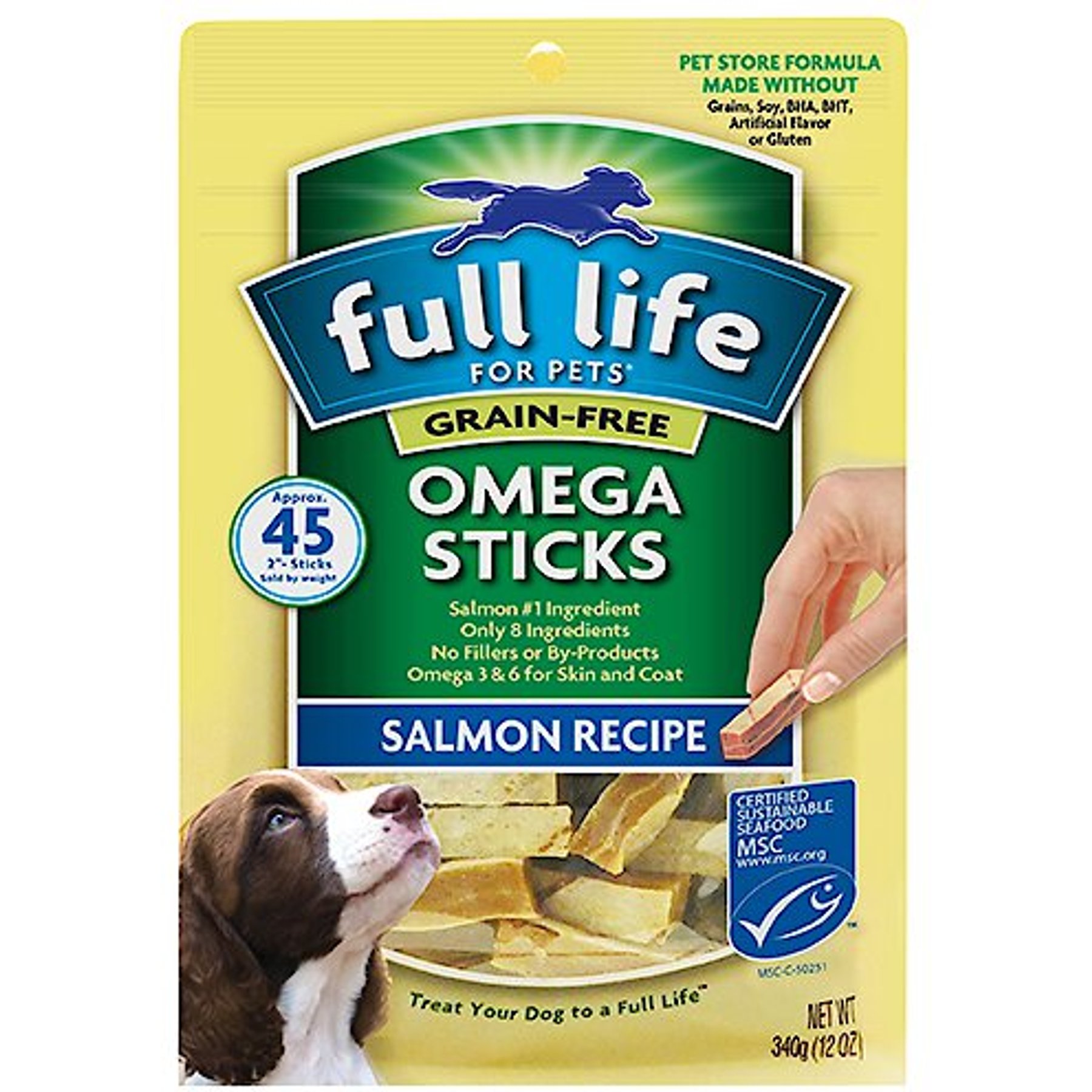 Full Life Omega Sticks Salmon Recipe Grain Free Dog Treats 12 oz bag