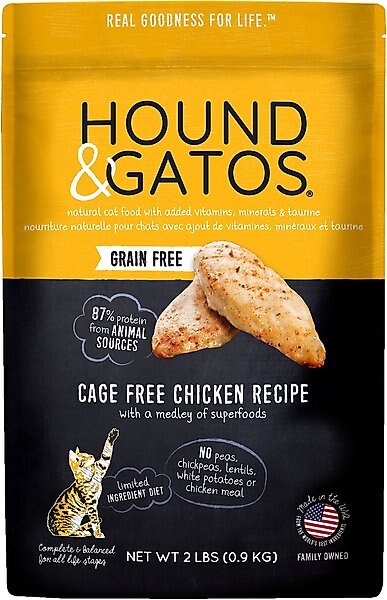 Hound & Gatos Grain-Free Cage Free Chicken Recipe Dry Cat Food, 2-lb bag slide 1 of 8