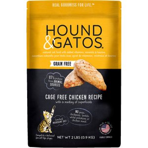 Hound & Gatos Grain-Free Cage Free Chicken Recipe Dry Cat Food, 2-lb bag