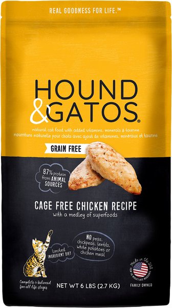 Hound & Gatos Grain-Free Cage Free Chicken Recipe Dry Cat Food, 6-lb bag slide 1 of 8