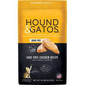 Hound & Gatos Grain-Free Cage Free Chicken Recipe Dry Cat Food, 10-lb bag