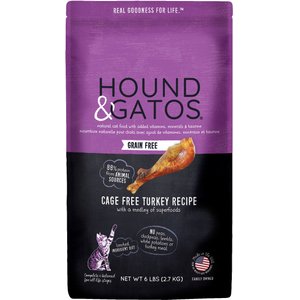 Hound & Gatos Grain-Free Cage Free Turkey Recipe Dry Cat Food, 6-lb bag