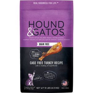 Hound & Gatos Grain-Free Cage Free Turkey Recipe Dry Cat Food, 10-lb bag