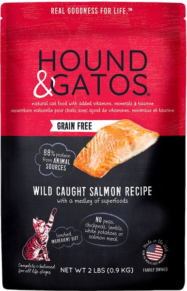 Hound & Gatos Grain-Free Salmon Recipe Dry Cat Food, 2-lb bag slide 1 of 8