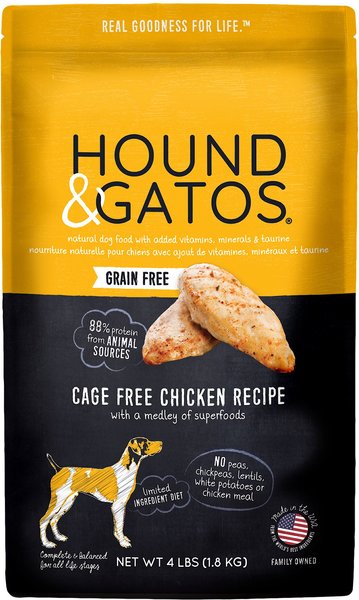 Hound & Gatos Grain-Free Cage Free Chicken Recipe Dry Dog Food, 4-lb bag slide 1 of 5