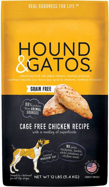 Hound & Gatos Grain-Free Cage Free Chicken Recipe Dry Dog Food, 12-lb bag slide 1 of 8