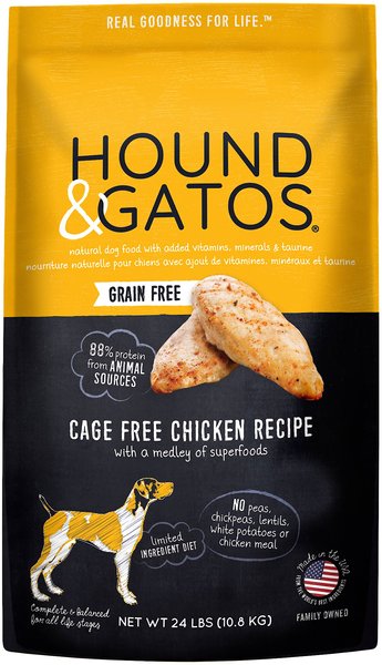 Hound & Gatos Grain-Free Cage Free Chicken Recipe Dry Dog Food, 24-lb bag slide 1 of 8