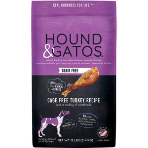 Hound & Gatos Grain-Free Cage Free Turkey Recipe Dry Dog Food, 12-lb bag