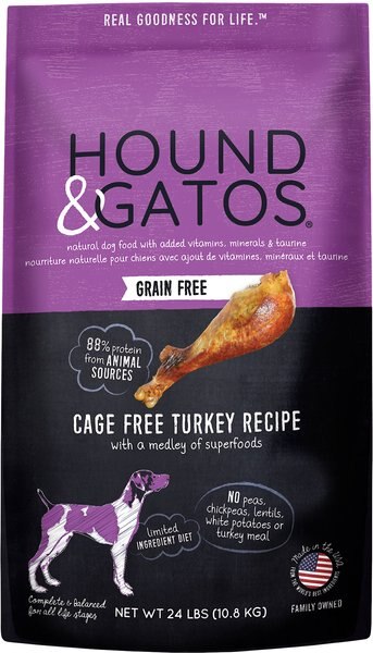 Hound & Gatos Grain-Free Cage Free Turkey Recipe Dry Dog Food, 24-lb bag slide 1 of 8