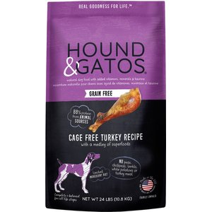 Hound & Gatos Grain-Free Cage Free Turkey Recipe Dry Dog Food, 24-lb bag