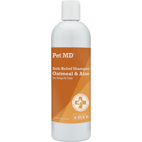 PET MD Oatmeal & Aloe Itch Relief Dog & Cat Shampoo, 16oz bottle