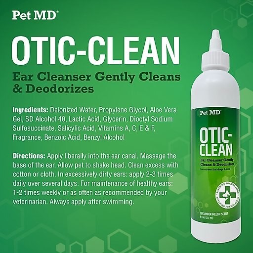 Pet MD Otic Clean Cucumber Melon Scent Dog & Cat Ear Cleanser, 8-oz bottle