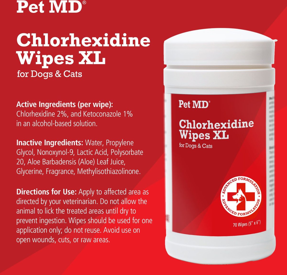 Pet md chlorhexidine wipes with ketoconazole and aloe sale