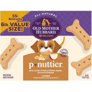 Old Mother Hubbard Classic Crunchy P-Nuttier Oven-Baked Biscuits Large Dog Treats, 6-lb box