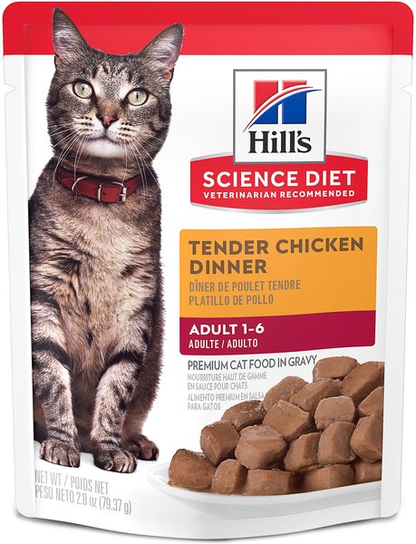 Hill's Science Diet Adult Tender Chicken Recipe Cat Food, 2.8 oz pouch, case of 24 slide 1 of 9