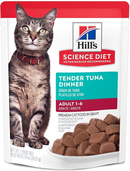 Hill's Science Diet Adult Tender Tuna Recipe Cat Food, 2.8-oz pouch, case of 24 slide 1 of 9