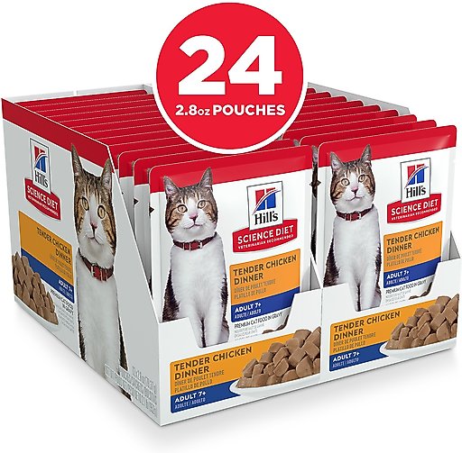 Hill's Science Diet Adult 7+ Tender Chicken Recipe Cat Food, 2.8-oz pouch, case of 24
