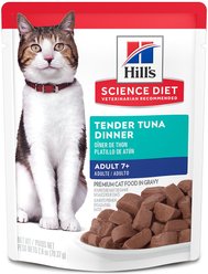 Hill's Science Diet Adult 7+ Tender Tuna Recipe Cat Food, 2.8-oz pouch, case of 24