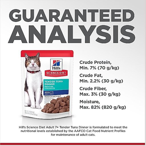 Hill's Science Diet Adult 7+ Tender Tuna Recipe Cat Food, 2.8-oz pouch, case of 24
