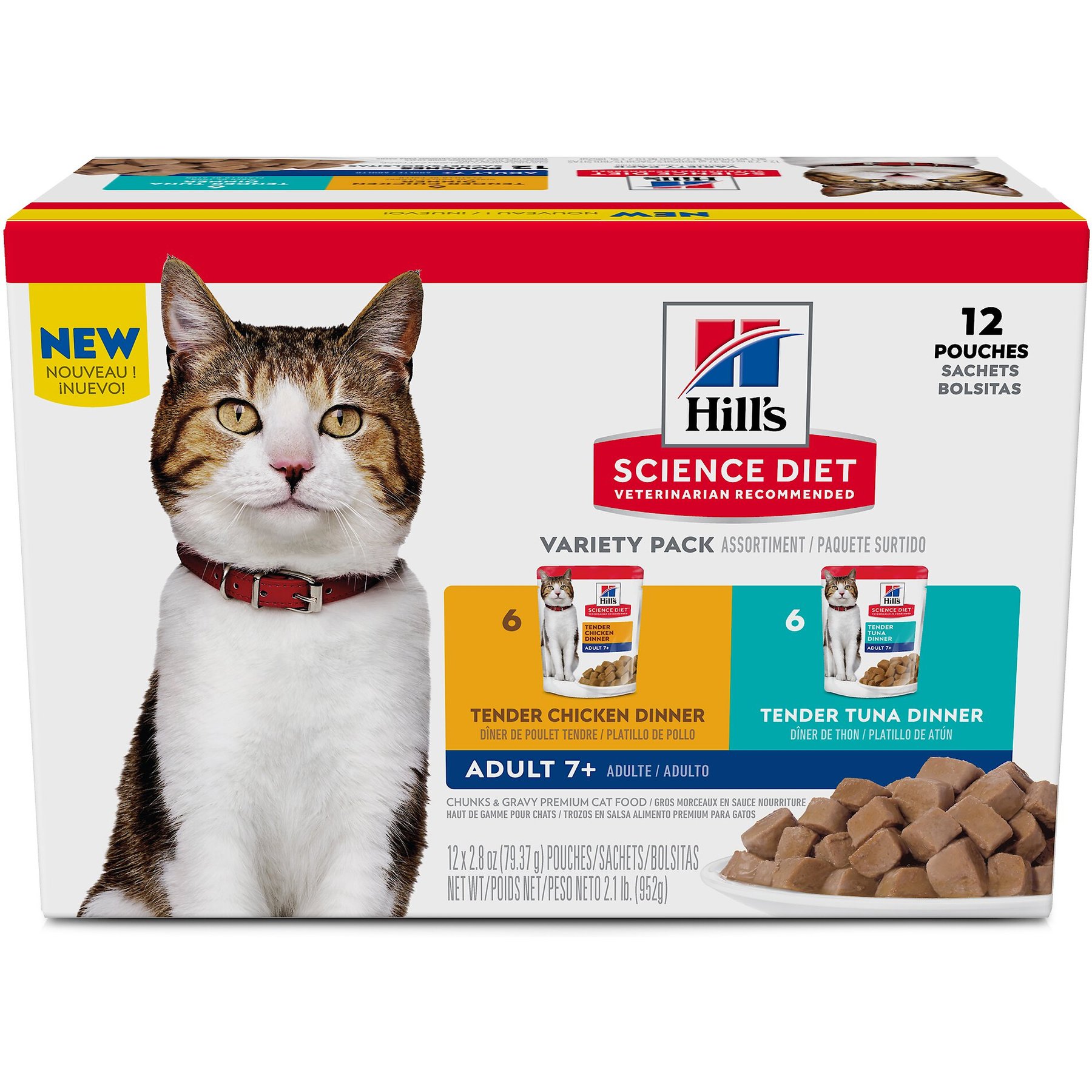 Hill s Science Diet Senior Adult 7 Tender Dinner Variety Pack Cat Food 2.8 oz pouch case of 12