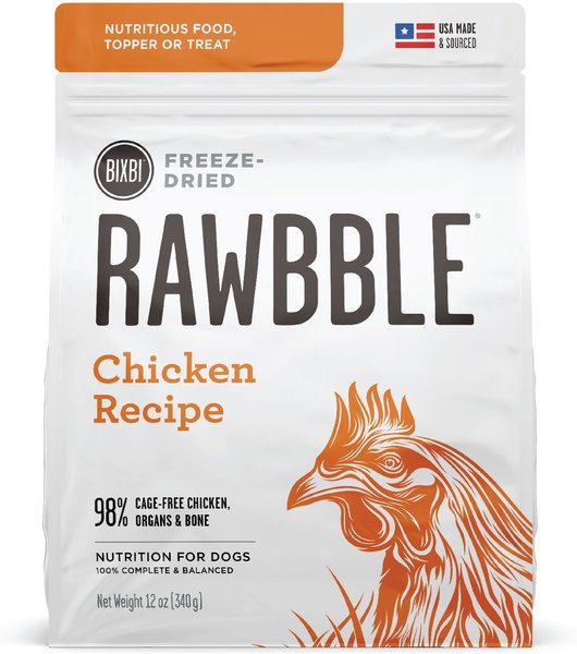 BIXBI Rawbble Chicken Recipe Grain-Free Freeze-Dried Dog Food, 12-oz bag slide 1 of 8