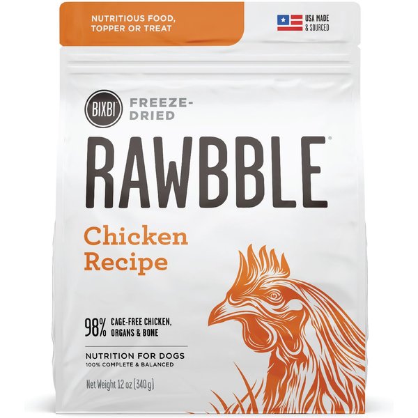 BIXBI Rawbble Chicken Recipe Grain-Free Freeze-Dried Dog Food, 12-oz ...