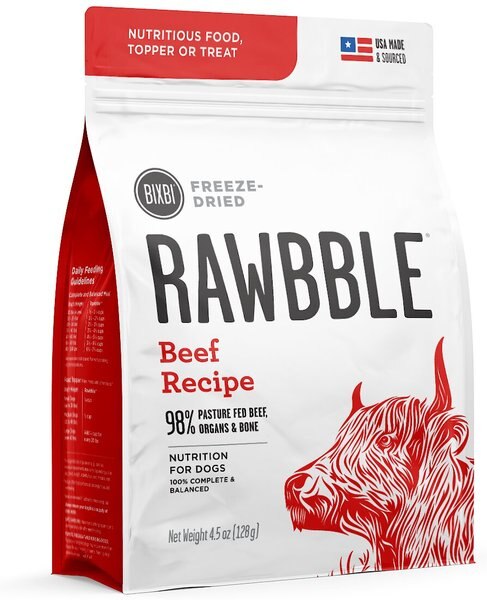 BIXBI Rawbble Beef Recipe Grain-Free Freeze-Dried Dog Food, 4.5-oz bag slide 1 of 7