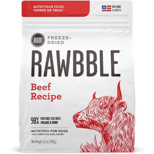 BIXBI Rawbble Beef Recipe Grain-Free Freeze-Dried Dog Food, 12-oz bag
