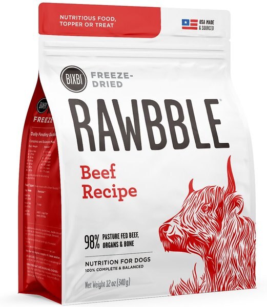 BIXBI Rawbble Beef Recipe Grain-Free Freeze-Dried Dog Food, 12-oz bag slide 1 of 7