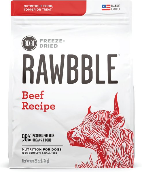 BIXBI Rawbble Beef Recipe Grain-Free Freeze-Dried Dog Food, 26-oz bag slide 1 of 8