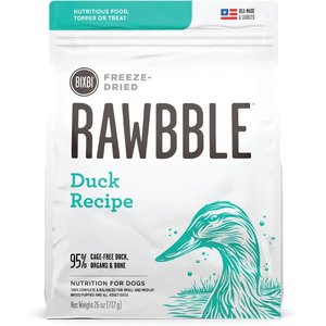 BIXBI Rawbble Duck Recipe Grain-Free Freeze-Dried Dog Food, 26-oz bag