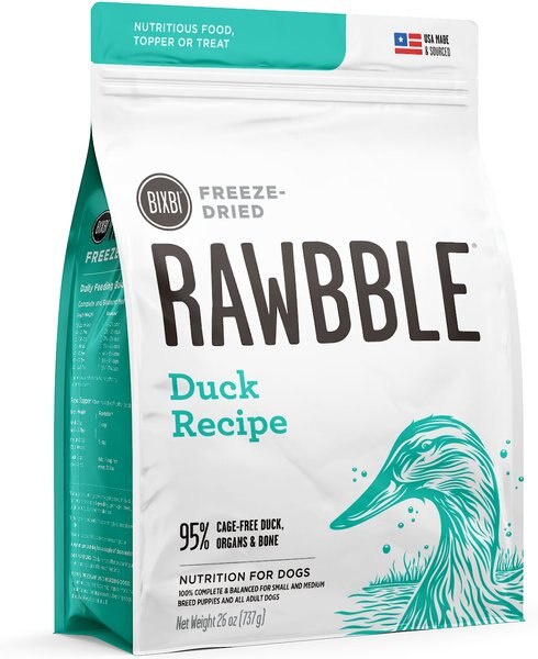 BIXBI Rawbble Duck Recipe Grain-Free Freeze-Dried Dog Food, 26-oz bag slide 1 of 7