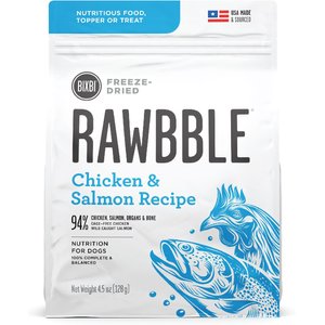 BIXBI Rawbble Chicken & Salmon Recipe Grain-Free Freeze-Dried Dog Food, 4.5-oz bag