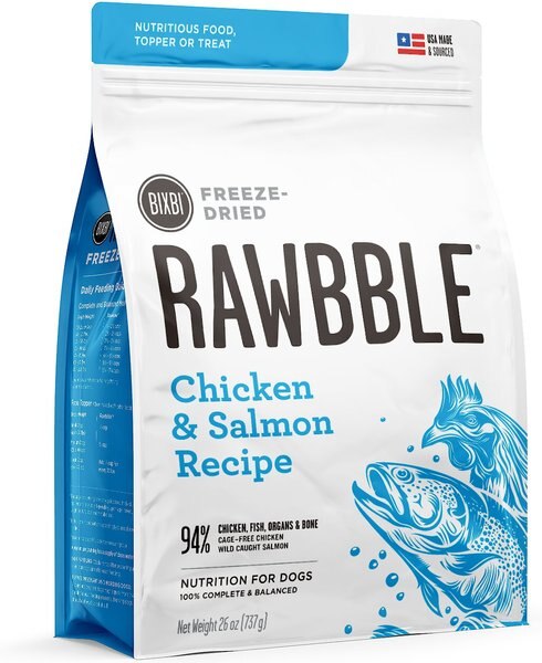 BIXBI Rawbble Chicken & Salmon Recipe Grain-Free Freeze-Dried Dog Food, 26-oz bag slide 1 of 7