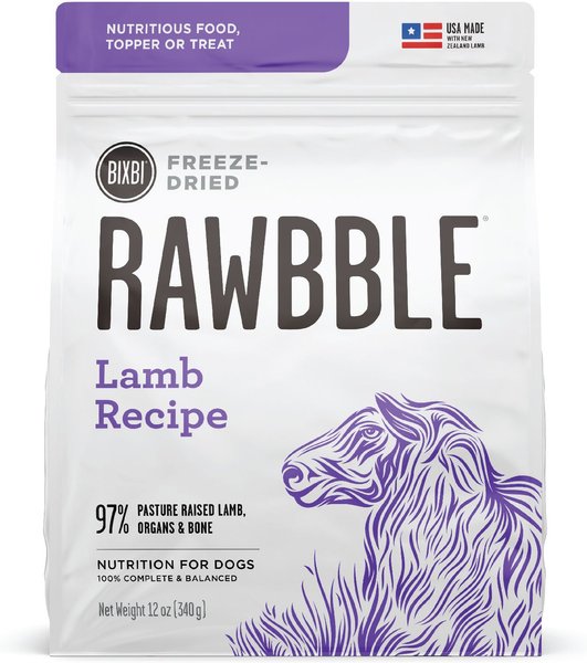 BIXBI Rawbble Lamb Recipe Grain Free Freeze Dried Dog Food 12 oz