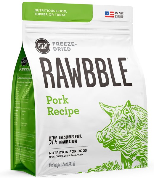 BIXBI Rawbble Pork Recipe Grain-Free Freeze-Dried Dog Food, 12-oz bag slide 1 of 7