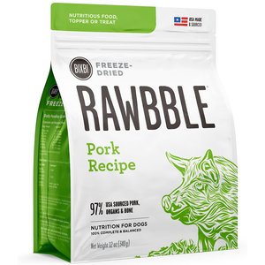 BIXBI Rawbble Pork Recipe Grain-Free Freeze-Dried Dog Food, 12-oz bag