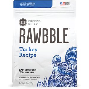 BIXBI Rawbble Turkey Recipe Grain-Free Freeze-Dried Dog Food, 26-oz bag