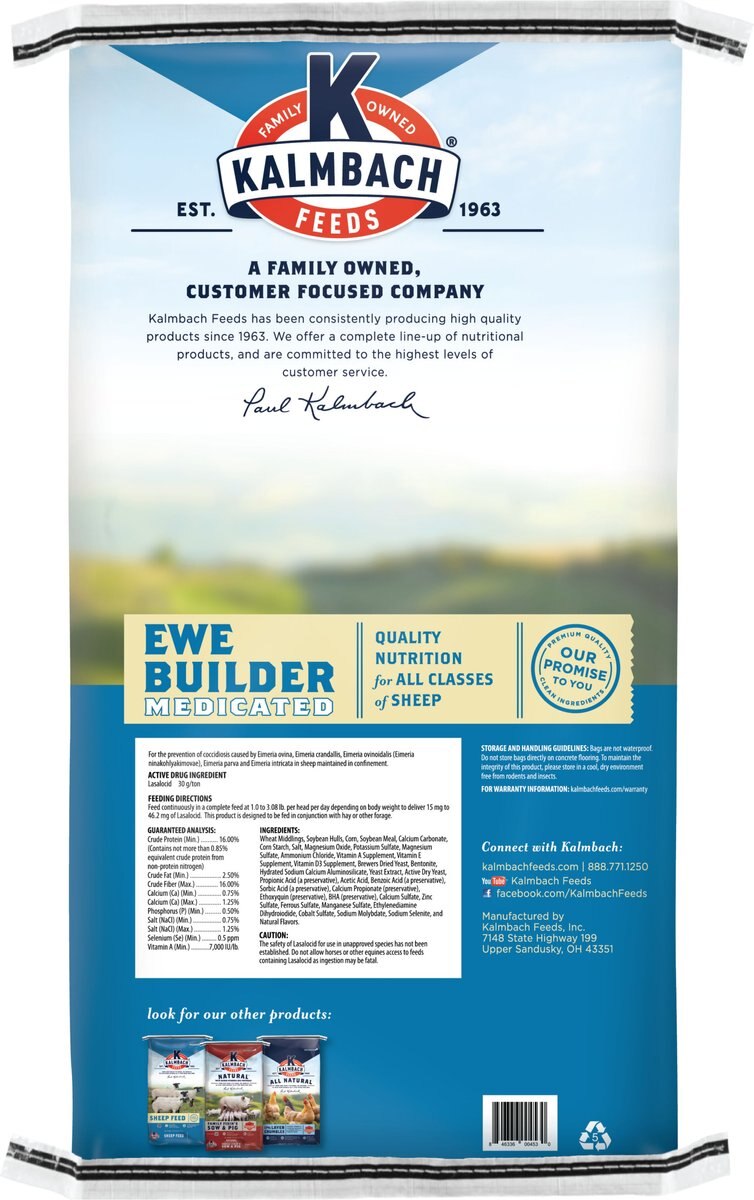 Kalmbach Feeds 16% Ewe Builder Pellets Sheep Feed, 50-lb Bag - Chewy.com